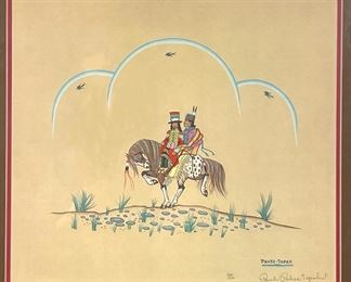 Paul Pahse-Topah Native American Pencil Signed Print of Artwork. Numbered 460/1500
