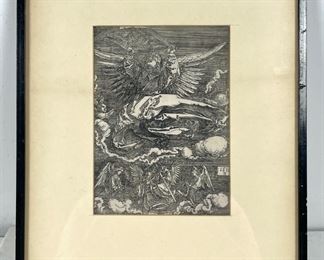 After Albrecht Durer The Sudarium Held by One Angel Etching on Paper Framed
