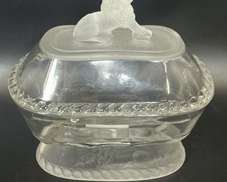 EAPG Gillinder & Sons "Frosted Lion" Compote Circa 1887

