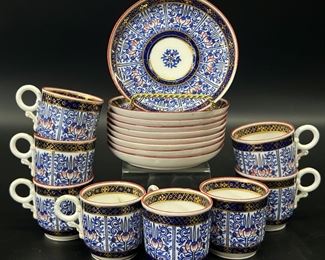 Fine Royal Worcester Demitasse Blue and White Porcelain Cups and Saucers
