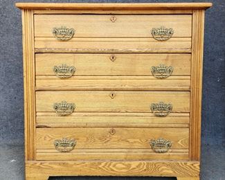 Antique Oak Dresser Fancy Brass Hardware
