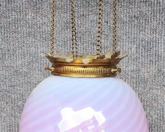 Antique Victorian Swirl Glass Pull Down Light Fixture
