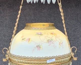 Antique Victorian Jeweled Fancy Pull Down Ceiling Fixture
