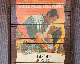 Vintage Gone w/ the Wind Movie Poster Mounted on Wood Slat Board
