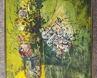 Vintage Signed Limited Edition 1/260 Abstract Modernist Lebadang artwork Artist Lebadang was a Vietnamese abstract artist and sculptor who spent most of his career in Paris, France. After studying at the prestigious Ecole des Beaux-Arts in Toulouse, Lebandang exhibited his first solo show in 1950, and to great acclaim. He was an artist who used multiple mediums to express his work including ceramics, foam board, and glass, as well as paint and pencils.
