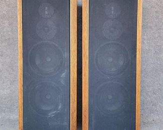 Pair Tall  Infinity Polydome Speakers Modern Wood
