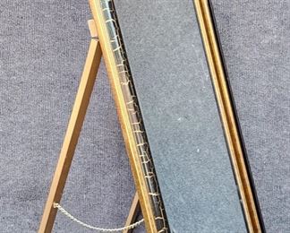 20th Century Crackle Paint Gilt Painted Tall Floor Mirror Hollywood Regency Style
