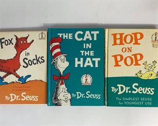 1965 Fox in Socks, 1957 The Cat In The Hat, and 1963 Hop On Pop All By Dr. Seuss - All In Good Condition
