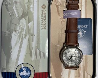 1998 Samsonite WorldProof PR-1270 Genuine Leather 13191 of 20000 Wrist Watch - Limited Edition Travel Watch - In Original Metal Case
