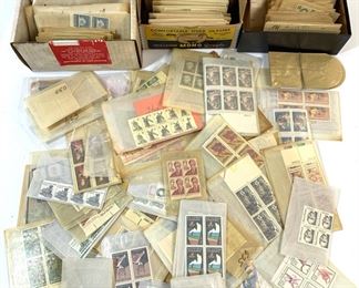 Large US & Canadian Stamp Collection Including Album, Loose Stamps, and Plate Blocks
