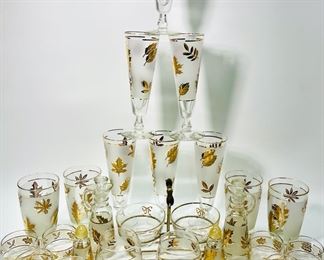 Mid Century Modern MCM Libby Frosted Water Cups Salt And Pepper Cruit Set Of 29.
