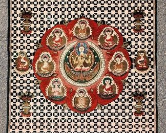 Fantastic Silk Hand Woven Area Rug Buddhist Tanka Rug
