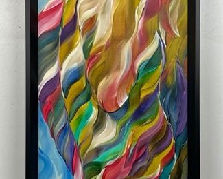 Fantastic Cathy A. Clausen Original Colorful Nude Framed Oil Painting on Board

