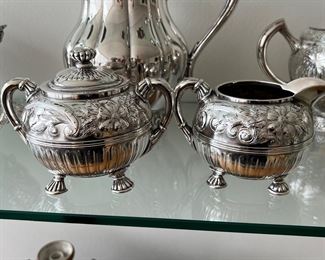 Pairpoint silver-plate sugar & creamer