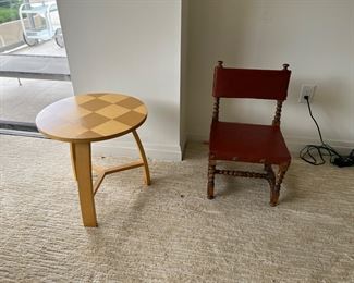Child Chair and checkered side table