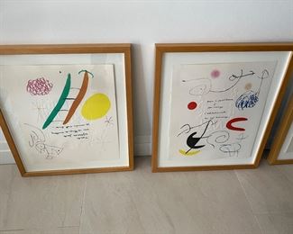 Set of 4 Joan Miro Adonides Jacques Prevert 1975 Acquatint 15" by 15" each