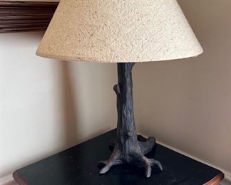 Vintage heavy metal tree trunk base with grapes design on shade