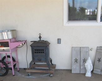 Cotton candy machine, custom knee board, farmhouse shutters