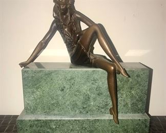 Bronze Woman on Marble - signed Morante
