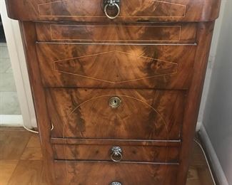 Antique Chest/Bar with Inlay and Lion Head Pulls