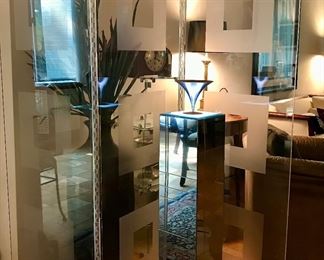 3 Panel Folding Acrylic Screen with Frosted Detail 