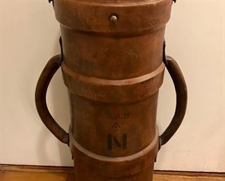 Antique Leather Artillery Shell Case Carrier - (modern day use as stand for canes and umbrellas)