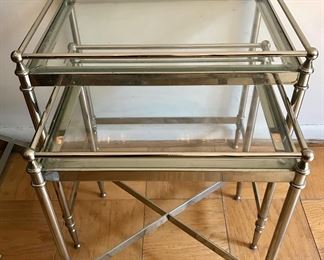 Pair of Chrome and Glass Nesting Tables
