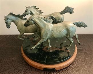 "Quicksilver" by Star Liana York - artist's proof on rotating marble and wood base - signed and numbered