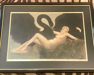 "Leda and the Swan" - one of the most important etchings by Louis Icart