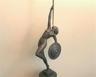 Art Deco French Sculpture of Nude with Trumpet by Guerbe