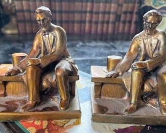 Antique Ronson Art Metal Works Abe Lincoln Bookends