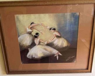 Bettina Signed Chalk Painting Ballerinas