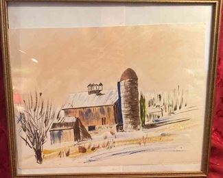 Bill Dankan 1979 Farm Scene Watercolor