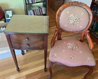 Bow Front Side Table Medallion Back Chair