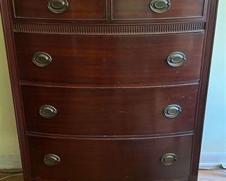 Four Drawer Bow Front Wood Dresser