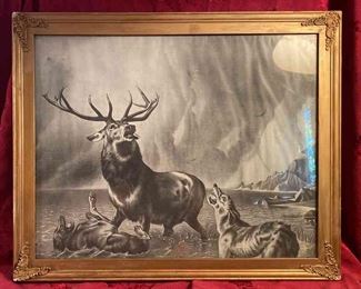 Framed Litho Print The Stag At Bay By Landseer