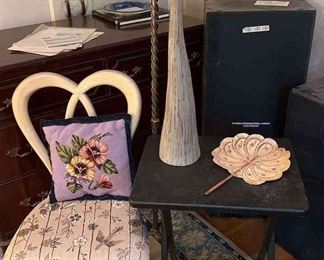 Heart Shaped Chair, Tall Candle Holder, Folding Table Vase