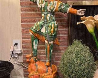 Hollow Glazed Stoneware Statue