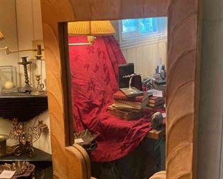 Large Textured Fabric Wrapped Mirror