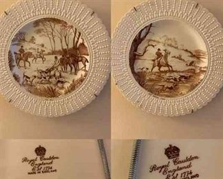 Pair Of English Royal Cauldon Porcelain Transferware Plates