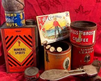 Vintage Collection Of Tins, Leather Ball,skate More