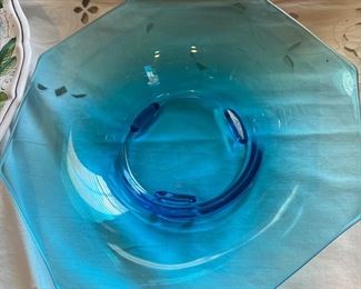 Pretty blue vintage glass plate