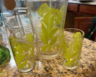 Vintage pitcher with juice glasses