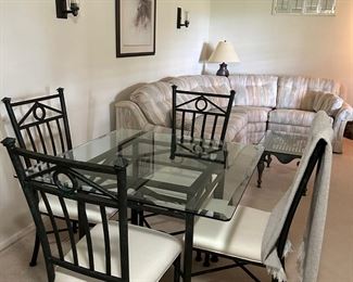 Wrought Iron/Glass Table and Chairs