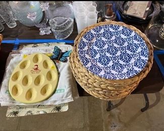 TABLES MATS AND DEVILED EGGS PLATE