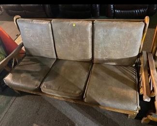 3 SEAT WOODEN CUSHIONED COUCH 65” X 34”