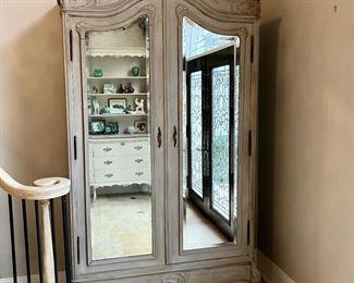 Antique French painted armoire 
54” w, 19.5” d, 102” h
