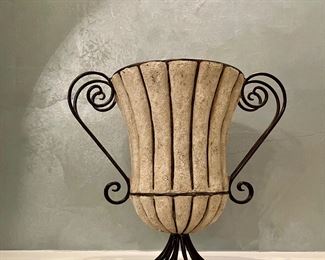 Pair of iron and concrete urns
