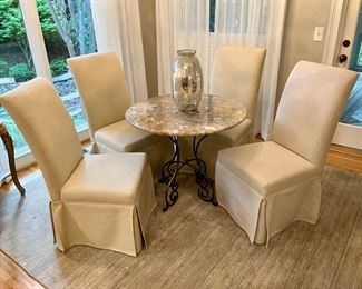 Set of 4 custom upholstered parsons chairs by Hooker
