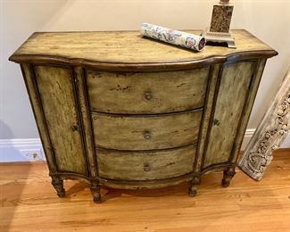 Green painted hall console by Butler
40” w, 16” d, 33” h
